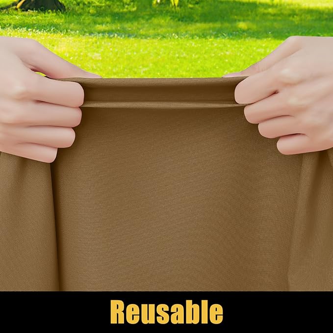 Smiry Rectangle Picnic Table Cloth, Waterproof Elastic Fitted Tablecloths for 8 Foot Tables, Washable Polyester Table Cover for Camping, Indoor and Outdoor (Brown, 30"x96")
