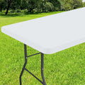 Smiry Rectangle Tablecloth, Elastic Fitted Flannel Backed Vinyl Tablecloths for 6ft Folding Tables, Waterproof Wipeable Table Covers for Indoor, Outdoor, Picnic and Camping (White, 30"x72")