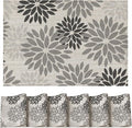 Artoid Mode Floral Vinyl Placemats Set of 6, Heat Resistant Washable Non-Slip Plistic PVC Place Mats for Halloween Party Kitchen Dining Decor, Gray