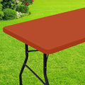 Smiry Rectangle Picnic Table Cloth, Waterproof Elastic Fitted Tablecloths for 6 Foot Tables, Washable Polyester Table Cover for Camping, Indoor and Outdoor (Rust, 30"x72")