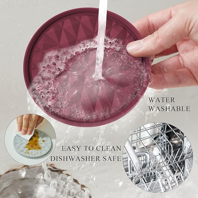 Silicone Coasters for Drinks[4 Pack]- Cup Mat for Tabletop Protection-Non-Slip, Non-Stick, Coffee Table Decor, Great Gift for Any Occasion, Red