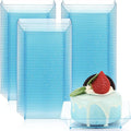 Zhehao 100 Pcs Plastic Dessert Appetizer Plates Disposable, 3.6 x 3.6 Inch Small Square Plastic Dessert Cake Plate for Party, Valentine's Day Wedding Birthday Bridal Baby Shower Supplies (Blue Clear)