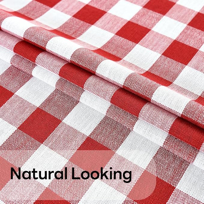 Gingham Tablecloth Rectangle Table Cloth Heavy Duty Cotton Checkered Table Cover for Spring Picnic Kitchen Dining(C-Red, 52x120 inch)