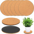 6 Pieces Cork Plant Coasters, 6 Inch Cork Plant Mats, Cork Coaster for Planters, Plant Coasters for House Plants Indoors (Nude & Black)