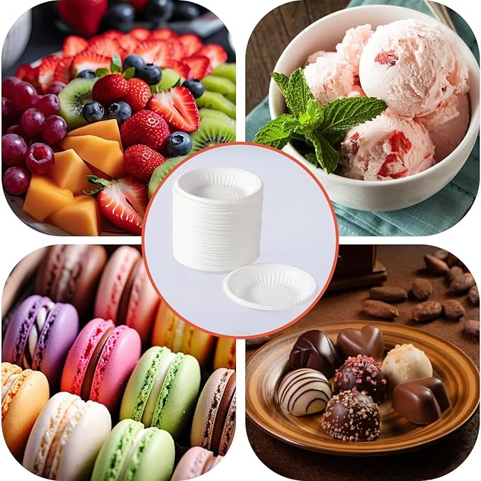 4 Inch Mini Disposable Plates 100 Count Small Plates for Pet Round Paper Starch Plates for Party Dessert Cake Craft Appetizer