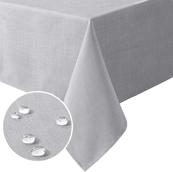 H.VERSAILTEX Linen Textured Table Cloths 54 x 54 Inch Premium Solid Tablecloth Spill-Proof Waterproof Table Cover for Dining Buffet Feature Extra Soft and Thick Fabric Wrinkle Free, Grey