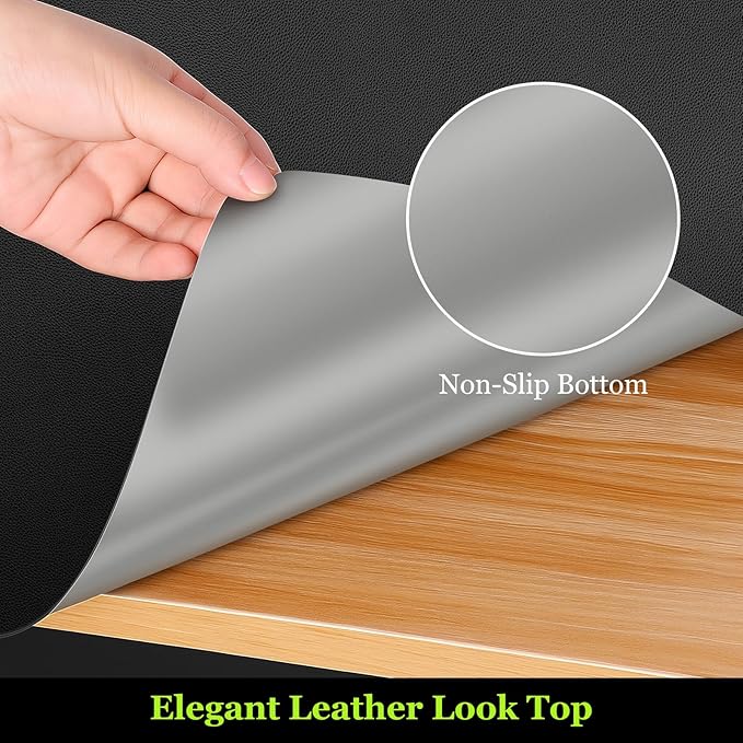 Warmstar Leather Table Cover 36 x 72 Inch, 1.8MM Thick PVC Table Protector Waterproof, Desk Cover Protector Non-Slip Desk Pad for Kitchen, Dresser, Gaming Desk,Dining Room Table