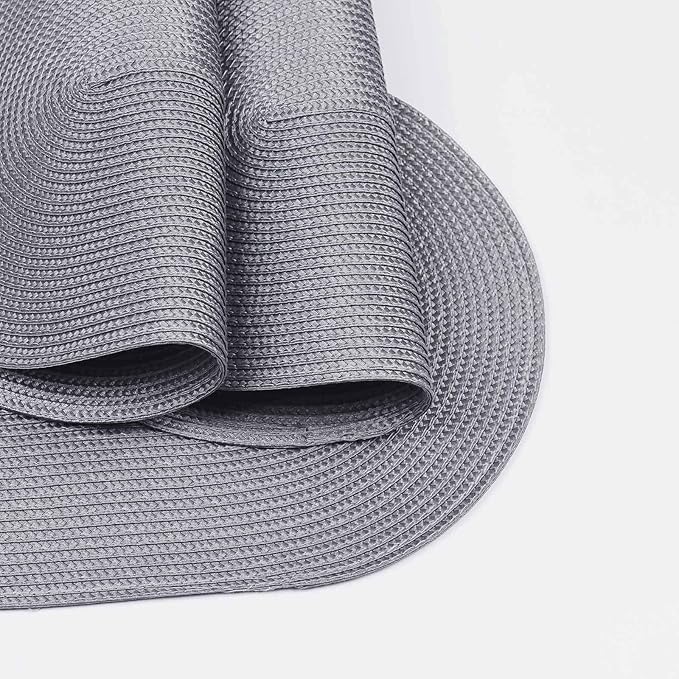 FunWheat Oval Braided Placemats Set of 4 Table Mats for Dining Tables Washable Heat Resistant Place Mats for Indoor Outdoor Use 12 x18 Inch(Oval Light Grey, 4pcs)