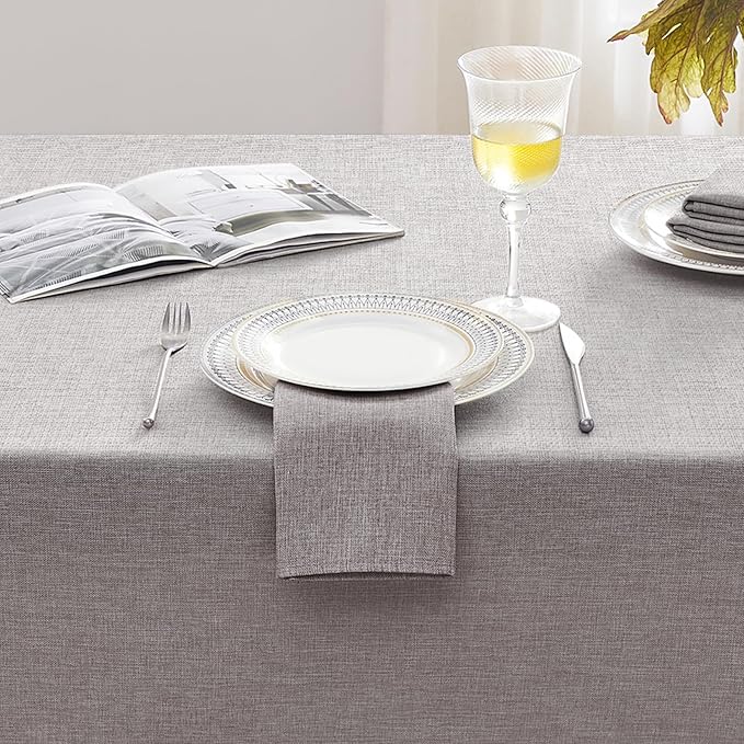 Softalker Outdoor Tablecloth 84x60 Inch Rectangle Grey Table Cloths Linen Textured Stain and Wrinkle Resistant Modern Decorative Dining Table Cover for Spring, Summer, Tea Party, Birthday, Pinic
