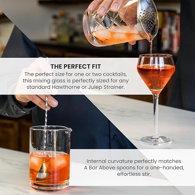 A Bar Above Cocktail Mixing Glass, Diamond Cut Enhanced Annealed Lead-Free Crystal Stirring Pitcher, Thick Weighted Base for Stable Stirring, 18 Oz Drink Mixer for Craft Cocktails at Home or Bars