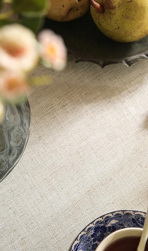 patdrea Designer Linen Vintage Blue Rectangle Tablecloth,Leaves Pattern Anti-Wrinkle Floral Table Cloth,French Decor Table Cover for Kitchen Dining,Christmas,Thanksgiving,Party,55"x87"-Ivar B