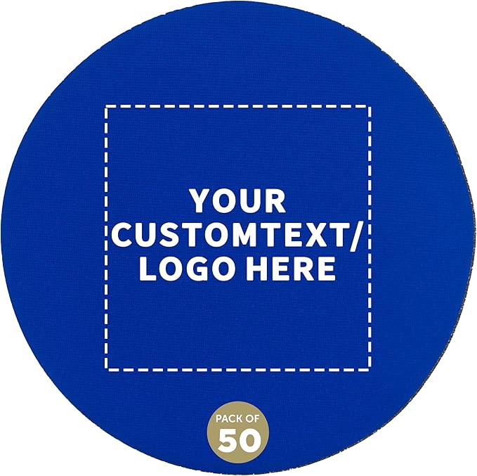50 Round Foam Bud Coasters Pack, 4 inch - Customizable Text, Logo - PU Foam, Party Favor - Royal Blue