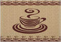 Vintage Coffee Theme Placemat Set, Minimal Rustic Farmhouse Brown Beige Geometric Coffee Cup Beans Seamless Pattern Home Decor Linen Table Mats for Dining Room Kitchen Party (17x12in) x6P