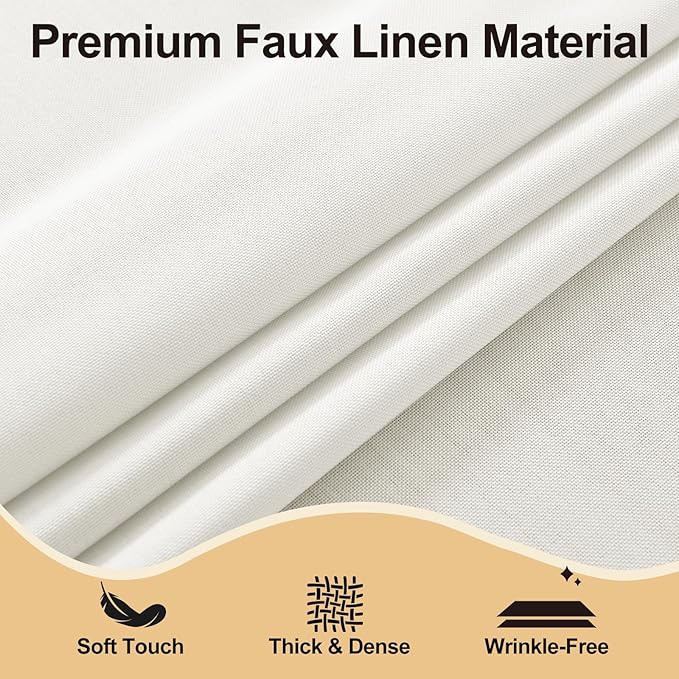 JIUZHEN Faux Linen Round Tablecloths 84 inch, Decorative Wrinkle Free Texture Rustic Circle Table Cloth Cover for Kitchen, Dining, Party, Wedding, Outdoor Use (84 Inch Round,White)
