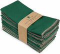 FINGERCRAFT Dinner Cloth Napkin Cotton Blend 12 Pack Mitered Corners with Elegant Golden Lace for Everyday Use Napkins are Pre Shrunk and Good Absorbency Wedding Christmas Special Color Eden Green