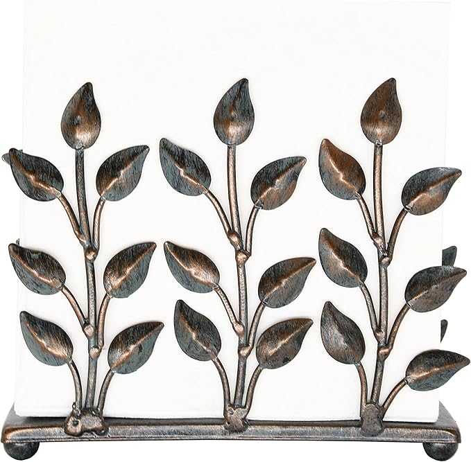 OwlGift Antique Metal Cooper Green Napkin Holder, Napkin Dispenser for Cocktail or Luncheon Napkins, Vertical Napkin Holders for Kitchen, tables, and Outdoor