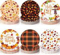 Umigy 120 Pcs Thanksgiving Paper Plates 7 Inch Hello Fall Dessert Plates, Fall Mable Leaves Dinner Disposable Tableware Harvest Party Dessert Tableware for Give Thanks Theme Autumn Thanksgiving Party