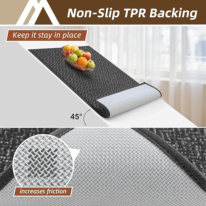COSY HOMEER Kitchen Rugs 20"x32" Non-Slip Kitchen Mats for Floor Absorbent Stain Resistant Kitchen Floor Mat Machine Washable Rugs for Kitchen,Hallway,Sink,Dark Grey