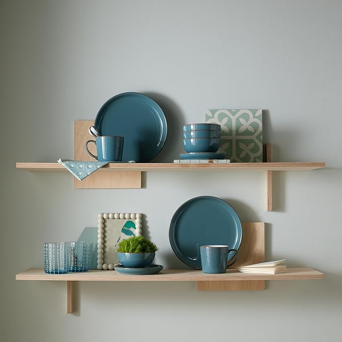Denby - Azure Coupe Medium Plates Set of 4-8.25in Dinner, Lunch, Salad Plates For Everyday Use - Blue Ceramic Stoneware Tableware - Dishwasher & Microwave Safe - Scratch & Chip Resistant