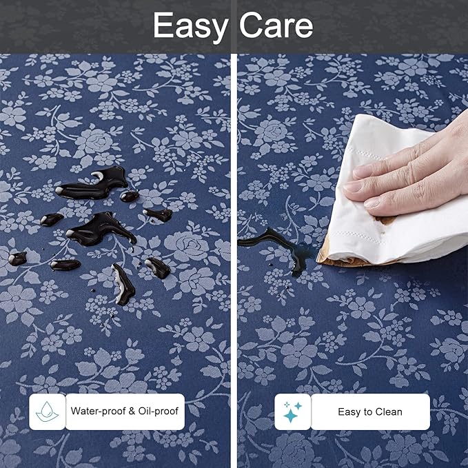 Smiry Square Table Cloth, Waterproof Heavy Duty Vinyl Tablecloths, Wipeable Washable Table Cover for Kitchen and Dining Room (Navy Blue, 54" X 54")