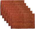 Sweet Home Collection 100% Cotton Placemats for Dining Room Rectangle Two Tone Woven Fabric 13" x 19" Soft Durable Table Mat Set, Set of 6, Rust