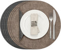 Myir JUN Round Placemats Dual Sided, Faux Leather Place Mats Set of 4 Indoor Placemats for Dining Table Outdoor Placemats Non-Slip Washable Table Mats (Set of 8, Gray Brown)