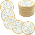 5 Pack Bamboo Wood Drink Coasters, Absorbent, 4.3 Inch Round Coasters for Coffee Tables, Kitchen, Farmhouse, and Office (White Series)
