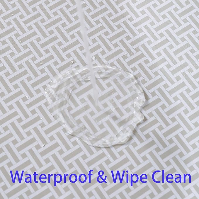 Walrus Round Vinyl Fitted Tablecloth with Flannel Backing Elastic Edge Design Table Cover Waterproof Oil-Proof PVC Table Cloth Stain-Resistant Best for 32"-36" Round