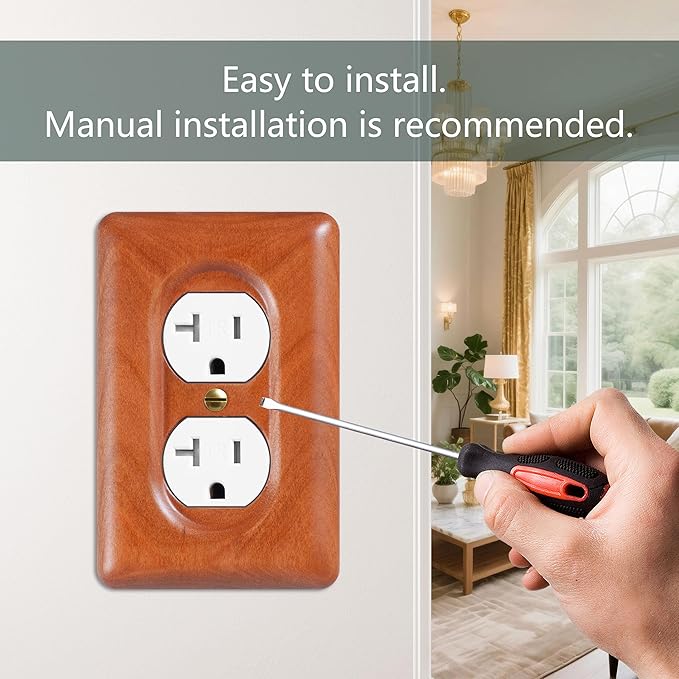 Cherry Wood Outlet Cover Single Duplex Decorative Wall Outlet Cover Solid Wood Quality Design Elegant Home Decor