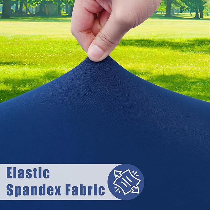 Round Spandex Tablecloth, Elastic Fitted Waterproof Tablecloths for 57"-68" Tables, Stretch Washable Picnic Table Cover for Camping, Dining, Indoor and Outdoor, Navy