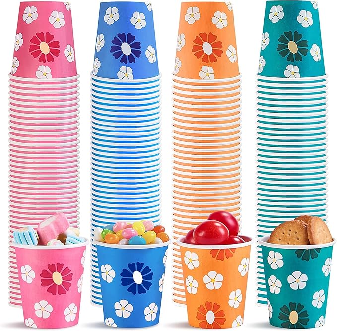 500 Pack 5oz Disposable Paper Cups, Colorful Small Mouthwash Cups for Parties, Picnics, Barbecues, Travel, Events