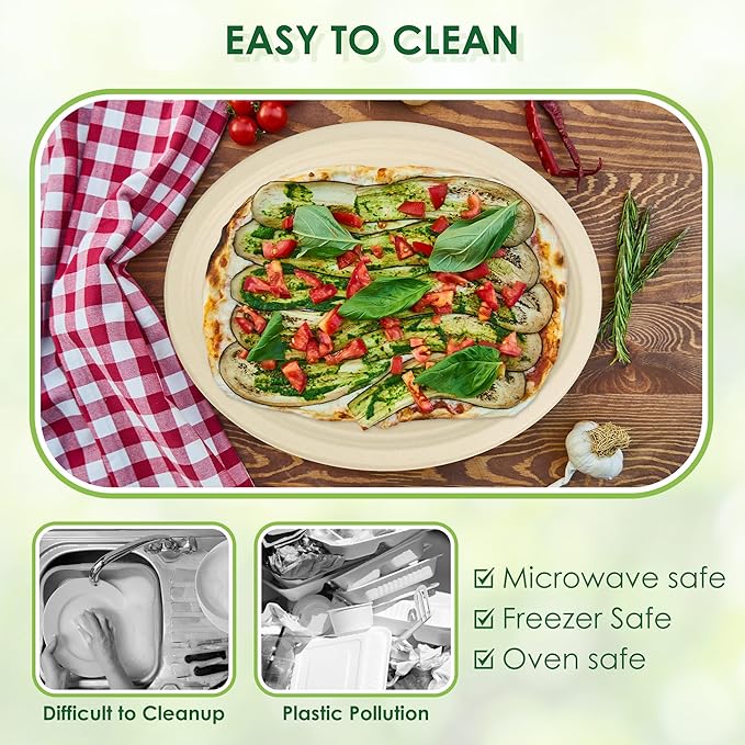 100pc Disposable Oval Paper Plates, 12.5" Biodegradable Compostable Heavy Duty Bagasse Platters Eco-Friendly Sugarcane Plates for BBQ, Party, Picnic - Natural Pulp