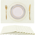 homing Cotton Linen Placemats Set of 8, Cloth Washable Farmhouse Dining Table Mats for Indoors & Outdoors, Easy to Clean, Cream, 13 x 19 Inch