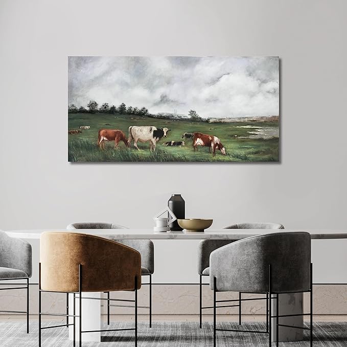 Belmrxne Large Nature Wall Art Green and Grey Wall Decor Landscape Canvas Painting Animal Artwork modern Wall Painting for Living Room Bedroom Office 29x58 Inches