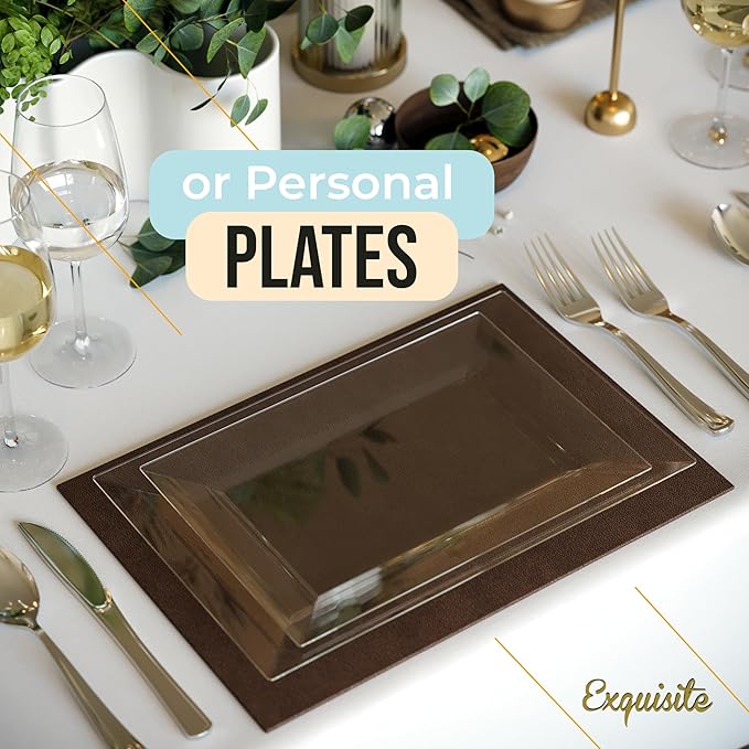 Exquisite Plastic Serving Trays For Party - 40 Pcs 12.75 Inch Clear Serving Platters, Plastic Trays For Food, Clear Tray, Food Tray Disposable Platters For Parties, Catering & Buffet