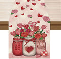 XCHI Roses Flowers Love Hearts Vase Valentine’s Day Table Runner Table Decoration for Party Home Kitchen Dining Dinner Holiday Decor 13x108 Inch