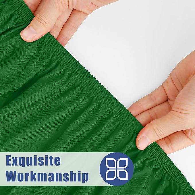 Round Spandex Tablecloth, Elastic Fitted Waterproof Tablecloths for 36"-44" Tables, Stretch Washable Picnic Table Cover for Camping, Dining, Indoor and Outdoor, Emerald Green