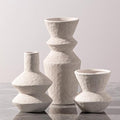 Ceramic Vase Home Table Decor - White Flower Vase Set of 3 Living Room Kitchen Decorations Farmhouse Modern Rustic Vases Decorative Centerpiece for Shelf Bedroom Office Bathroom Dining Coffee Desk