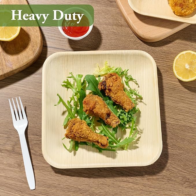 ECOLipak 6 Inch Compostable Palm Leaf Plate Like Bamboo Plate, 100 Pack Disposable Biodegradable Plates Suitable for Party, Dinner