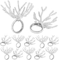 CLEENTABLE Beaded Napkin Rings Set for Dining Table - Elegant Pearl White Glass Beads with Silver Finish – Perfect for Weddings, Coastal Décor, Parties & Holiday Entertaining (White)