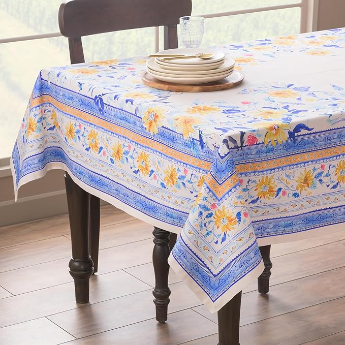 Maison d' Hermine Table Cloth Rectangle Table 100% Cotton 60 x 120 Inches Tablecloth Reusable Decorative for Dining Room Farmhouse Home Valentines Day Decorations Spring Summer - Girassol