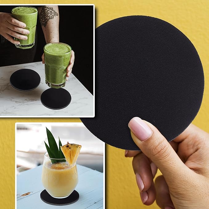 10 Round Foam Bud Coasters Pack, 4 inch - PU Foam, Party Favor - Black