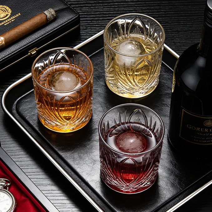 11 OZ Premium Whiskey Glasses (6-Piece) - Old Fashioned Glassware, Exquisite Craftsmanship for Scotch, Bourbon, Rum & Cocktails, Ideal for Self-Use or Gift for Whiskey Enthusiasts