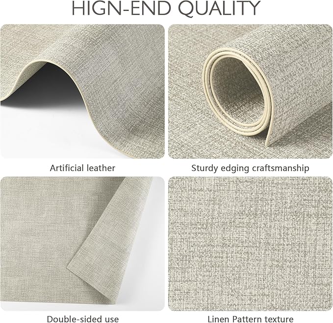 Faux Leather Placemats Set of 6 Washable PU Table mats for Kitchen Table - Heat Resistant, Waterproof, Easy Clean, Anti Slip 11.8" x 17" (Light Green-6 Pack)