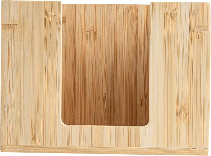 5.5 x 4 Inch Cocktail Napkin Holder, 1 Square Flat Napkin Holder - For Bars, Kitchen Tables, or Countertops, Sturdy, Natural Bamboo Tissue Napkin Holder, Dining Room Decor - Restaurantware