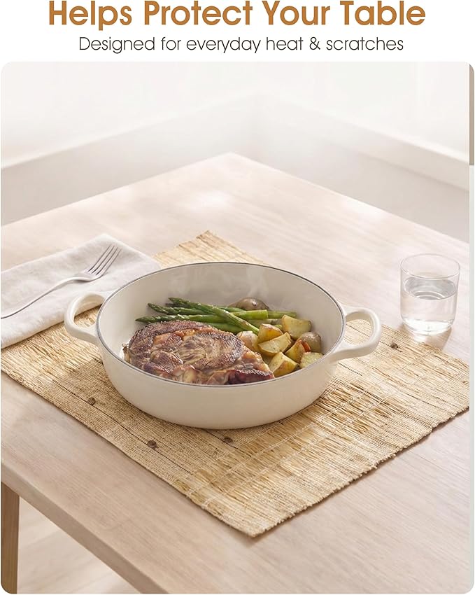 Handmade Ramie Woven Table Placemats Set of 6 (12"x18"),Natural Fiber Heat-Resistant Table Protectors for Family Dinners & Gatherings,Elevate Your Tabletop with Eco-Friendly Style