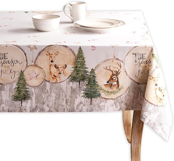 Maison d' Hermine Table Cloth Rectangle Table 100% Cotton 70 x 90 Inches Fall Tablecloth Reusable Everyday Use for Thanksgiving Christmas Decorations Dining Farmhouse Party (Mountain Life)