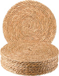 Round Woven Placemats 12 inch Set of 10 - Boho Rattan Placemats Natural Water Hyacinth Placemat, Farmhouse Weave Place Mats, Rustic Braided Wicker Table Mats for Dining Table,Home,Wedding