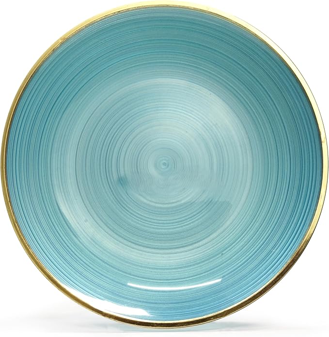 " OCCASIONS " 240 Plates Pack,(120 Guests) Premium Wedding Party Disposable Plastic Plates Set -120 x 10'' Dinner + 120 x 7'' Salad/Dessert (Belize in Blue & Gold)