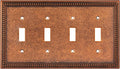 Henne Bery Raised Pearls Decorative Wall Plate Switch Plate Outlet Cover (Quad Toggle, Sponged Copper)